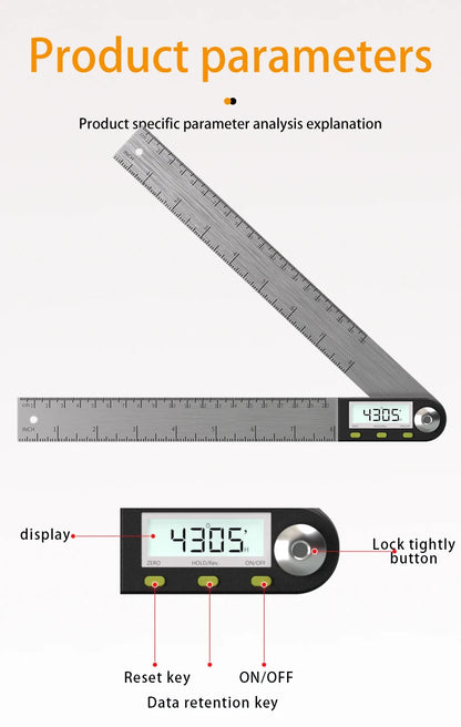 Multi functional digital angle ruler-High precision universal level and multi-purpose electronic measuring ruler