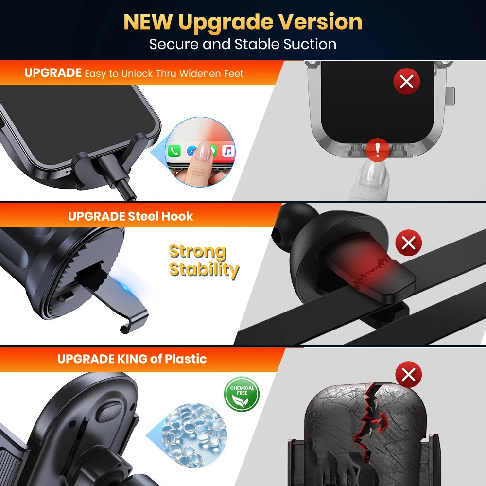 TOPK Phone Mount For Car Phone Holder Cell Phone Holder Hands Free Phone Stand For Car Vent Phone Mount Fit Smartphone Universal