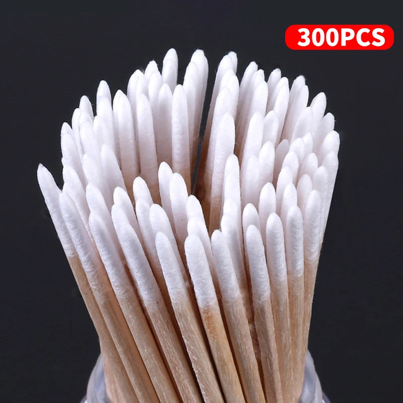 100/300/500pcs Cotton Swabs Wood Colored Pointed Embroidery Cotton Swabs Embroidery Cotton Swabs Beauty Cotton Swabs