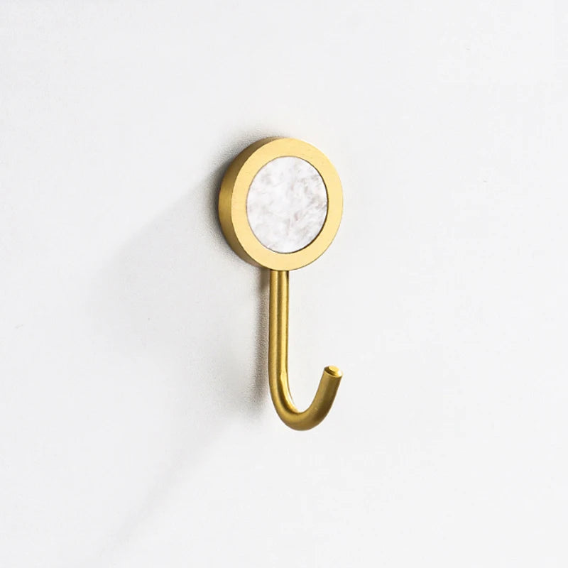 Gold Robe Hook Space Aluminum Wall Mounted Adhesive Hat Key Hooks Coat Towel Holder Home Decor For Kitchen Bathroom Hardware