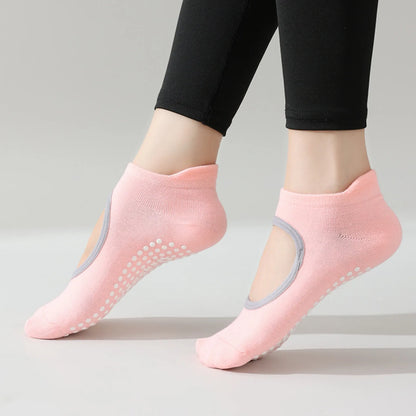 Bandage Yoga Socks for Women Pilates Ballet Dance Cotton Socks Non-Slip Woman Sport Sock Gym Workout Slipper Running Grip Sock