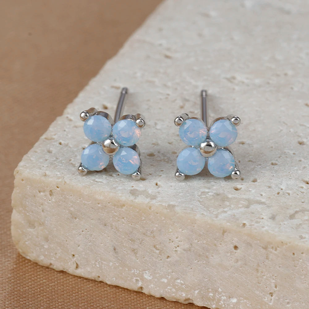 Stainless Steel Dainty Flower Stud Earring for Women Piercing Cartilage Ear Ring Colorful Zircon Women's Aesthetic Jewelry Gift