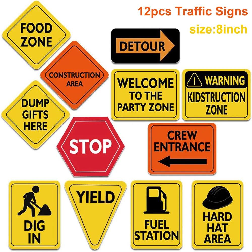 Construction Party Disposable Tableware Plates Cups Napkins Tablecloth Construction Truck Party Decor Excavator Party Favors