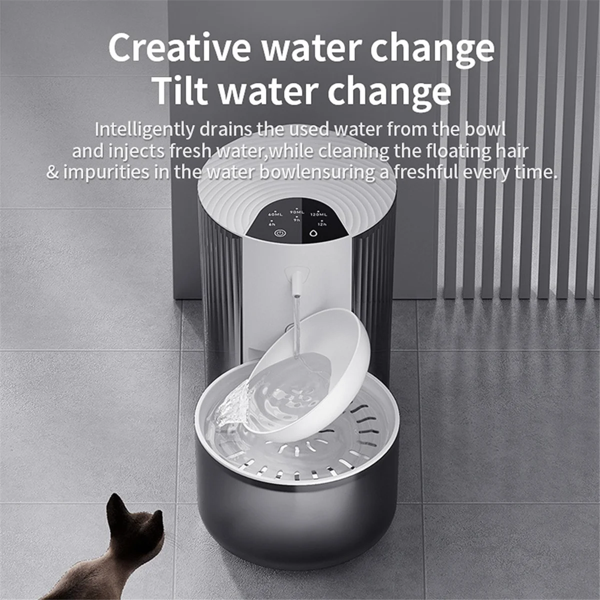 ABJN-3L Wireless Pet Water Fountain Rechargeable Dump Water Feeder Timed Smart No Filter Required