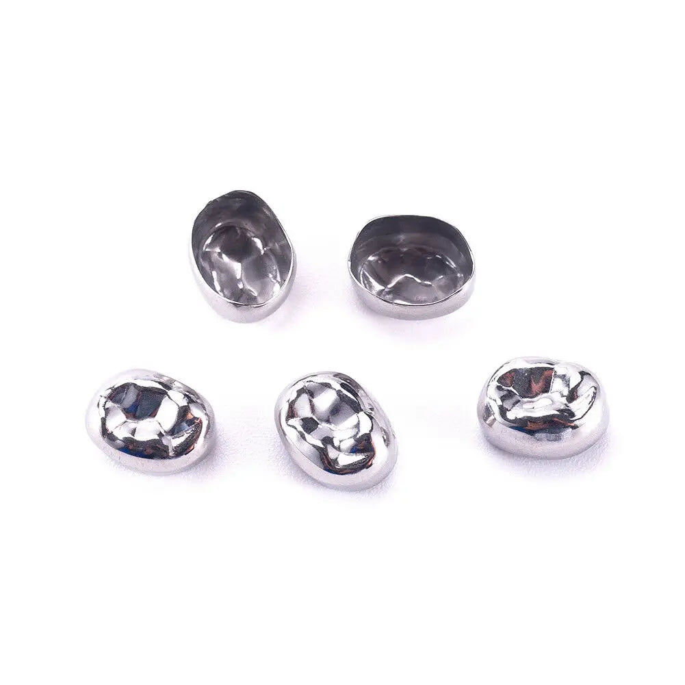 Dental Crown Kids Primary Molar Crown Teeth Stainless Steel Pediatric Temporary Crowns Dentist for Upper/Lower Left/Right 5Pcs