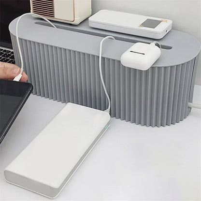1pc Cable Storage Box With Lid For Office, High Capacity Cord Organizer, Space Saving Desktop Socket Cable Management Box