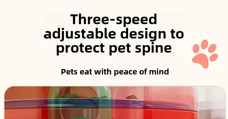 Pet Feeder Slow Feed Bowls Double Bowls Foldable with 3 Adjustable Height Suitable for Pets of Different Heights Water Feeding