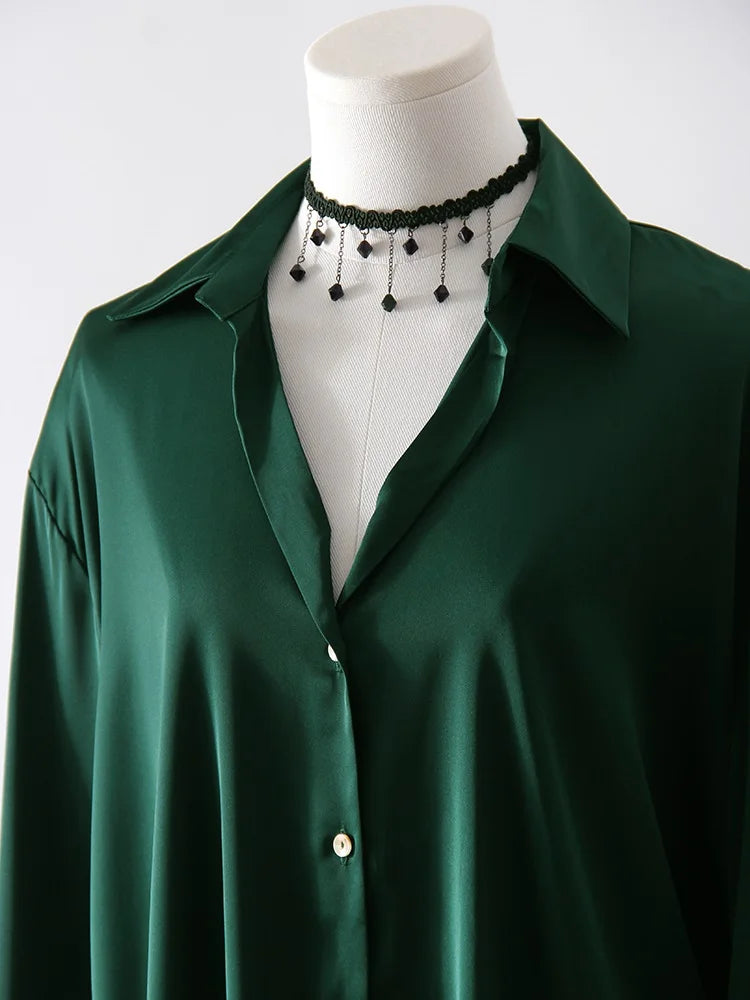 Office Wear Women Shirts Satin Blouse Luxury Pink Long Sleeve Formal Shirts Female Button Silk Tops For Women Elegant All-Match