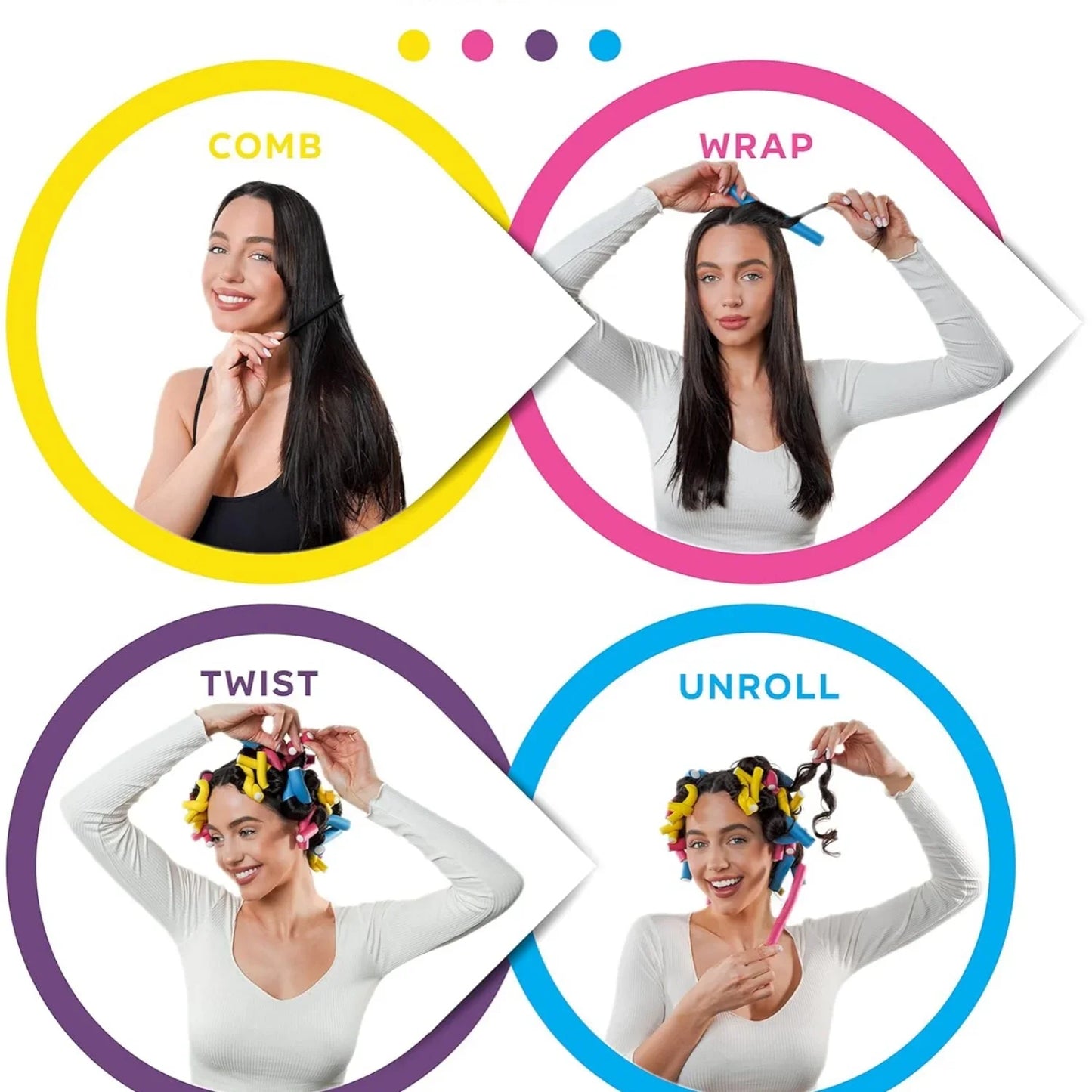 42-Pack Flexible Hair Curling Rod Hair Curler Makers Soft Foam Bendy Twist Curls Flexi Rollers Styling Tools Hair Roller No Heat