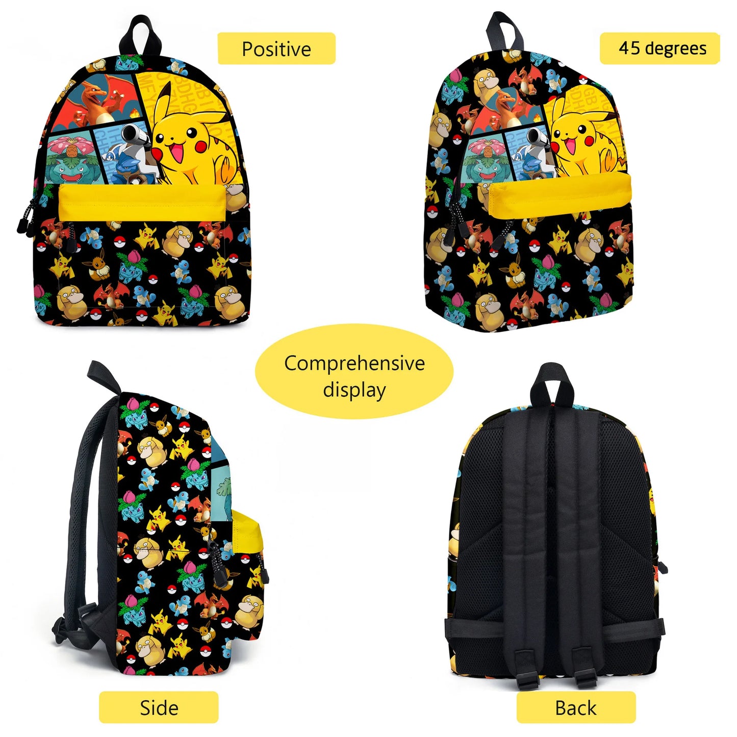 Pokemon Pikachu School Bags Backpacks Anime Kids Bags Kawaii Big Capacity Travel Bag Teenagers Schoolbag Girls Boys Rucksacks