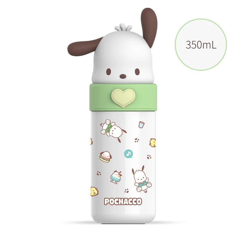 Sanrio Hello Kitty 350ml Stainless Steel Thermos Kawaii Kuromi Cinnamoroll Melody Kids Vacuum Flask Water Bottle Tumbler
