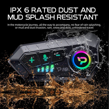 Bluetooth Motorcycle Helmet Headset 5.3 Wireless IPX6 Waterproof Noice Reduction Earphone 2000mah Long Standby Handsfree