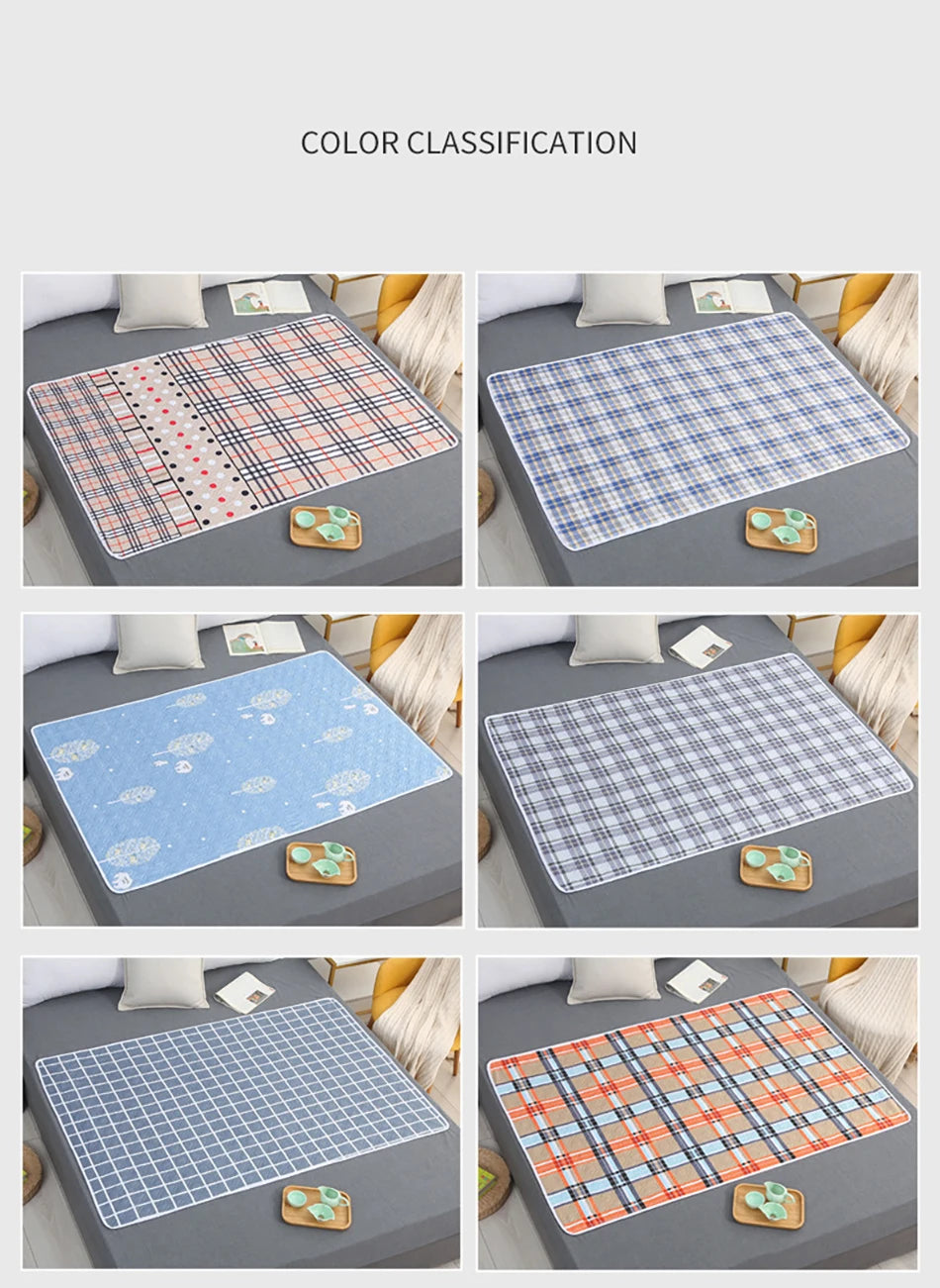 80x120cm 4 Layer Cartoon Dino Heart Diapering Mat Waterproof Washable Changing Pads for Night and Menstrual Protection Baby Care