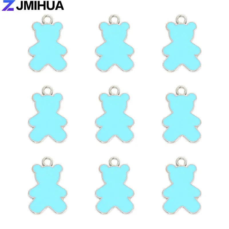15pcs Enamel Charms Cute Bear Pendants Charms For Jewelry Making Supplies DIY Handmade Earrings Bracelets Findings Accessories
