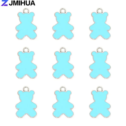 15pcs Enamel Charms Cute Bear Pendants Charms For Jewelry Making Supplies DIY Handmade Earrings Bracelets Findings Accessories