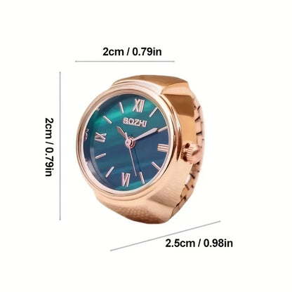 Finger Watch Mini Edition Small Green Watch Ring Watch Women's Retro Rose Gold Finger Watch Student Watch Ring Watch