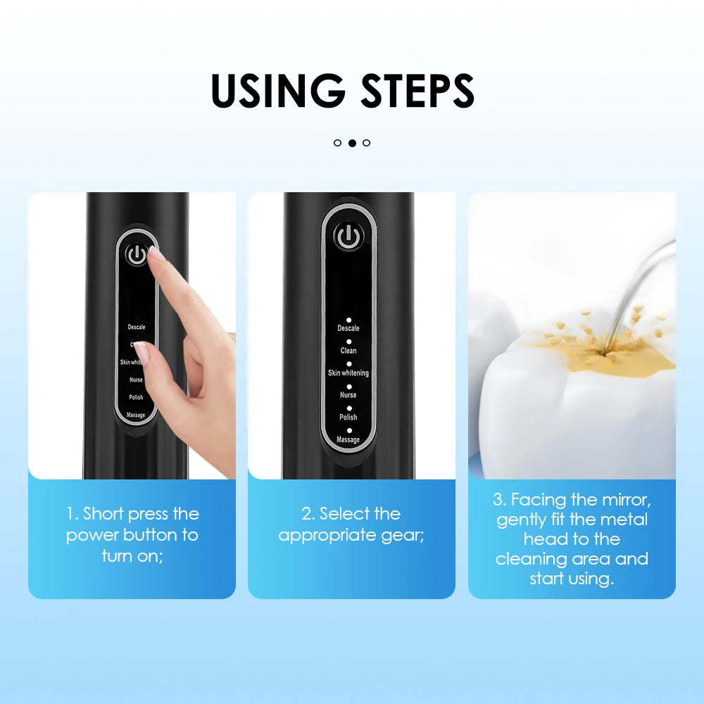 Electric Teeth Cleaner Remove Tartar Plaque Calculus and Tooth Stains Dental Teeth Whitening Kits With 6 Toothbrush Heads Home