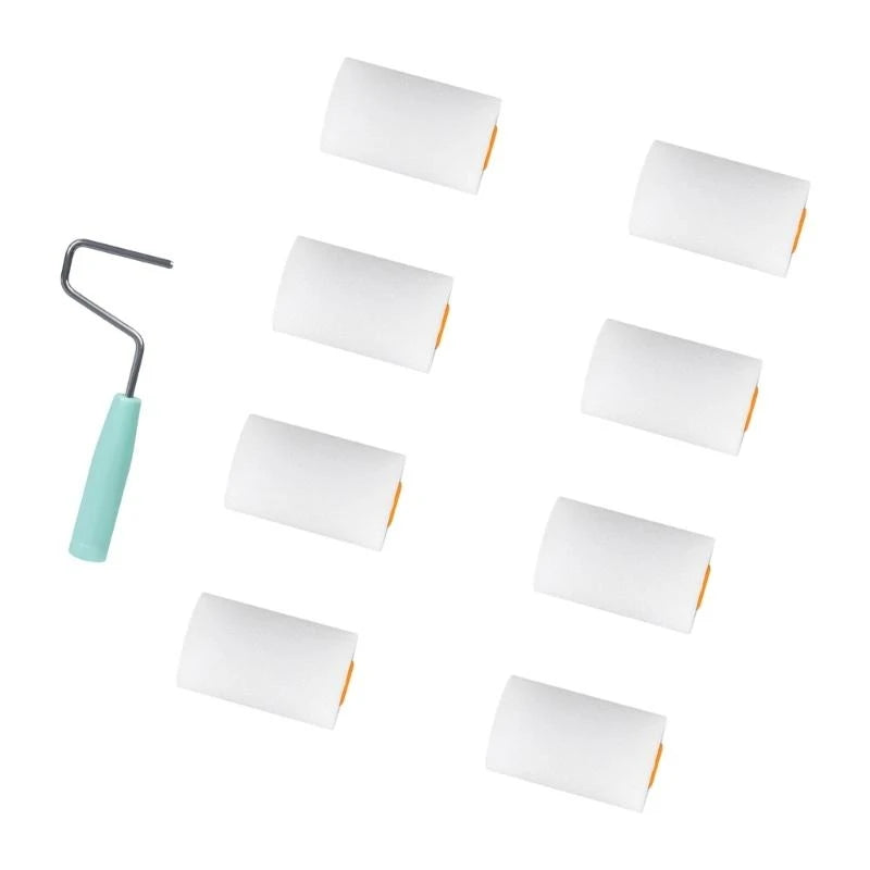 9pcs Paint Roller set Mini Foam Rollers Upgrades for Detailed Work & Small Areas 601A