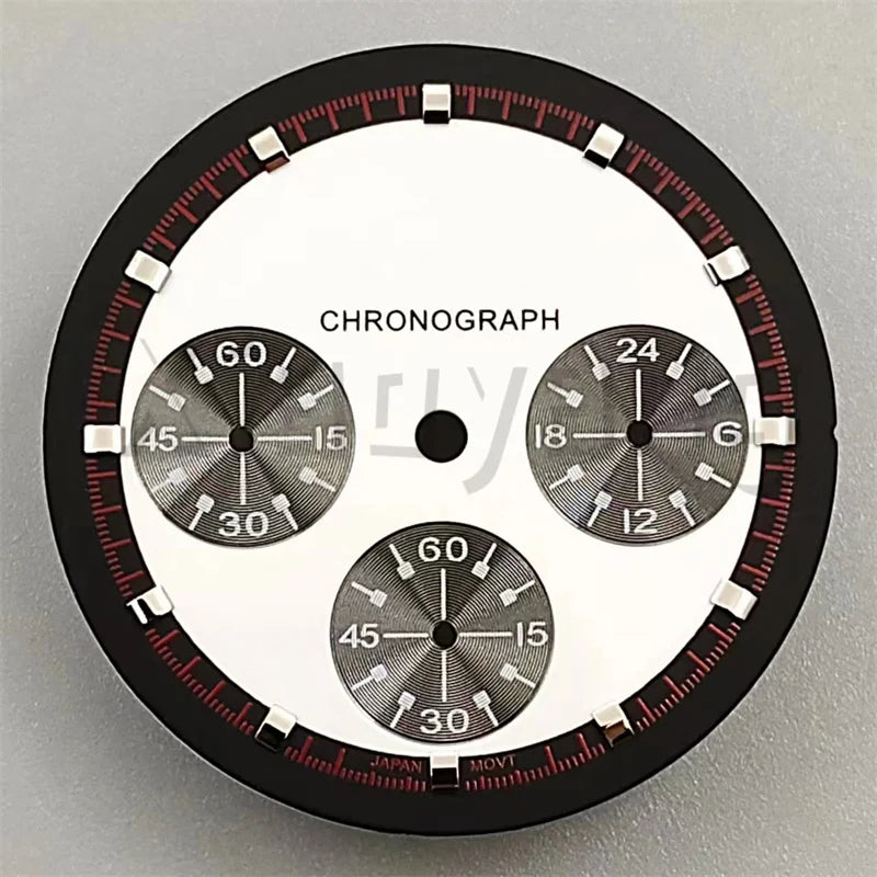 30mm/31.5mm Vk63 Chronograph Watch Dial With Hand Set Green Luminous Black White Red For VK63 Movement Watch Accessories Parts