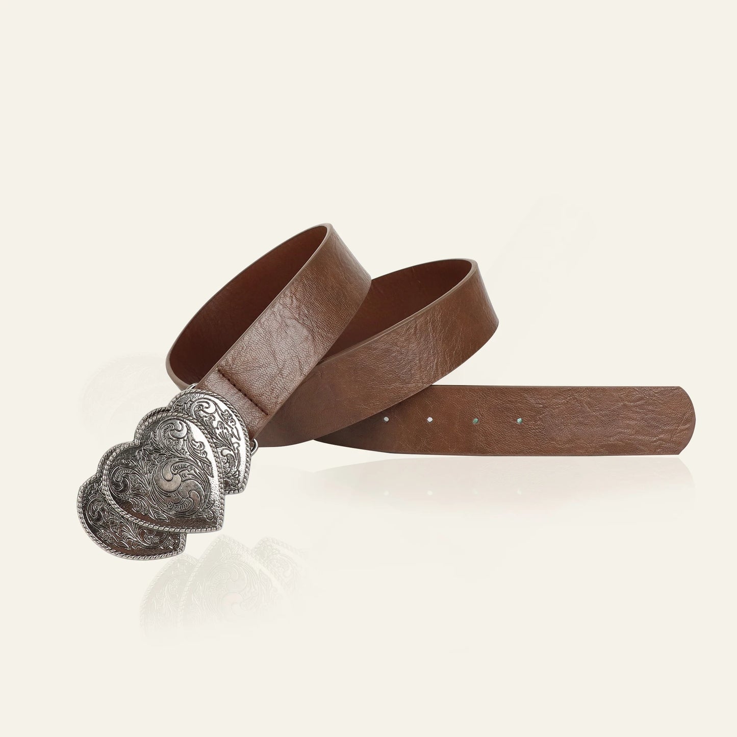 Vintage Heart Leather Belt Love Buckle Retro Embossed Belt Men's Pattern Belt Ethnic Belt Western Jeans Belt Goth