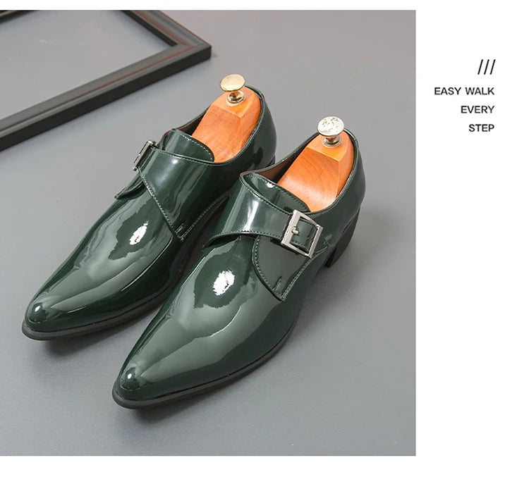 Luxury Black High Heel Men's Shoes Fashion Moccasin For Men Wedding Shoes Casual Dress Leather Pointed Toe Shoes Man Oxford Shoe