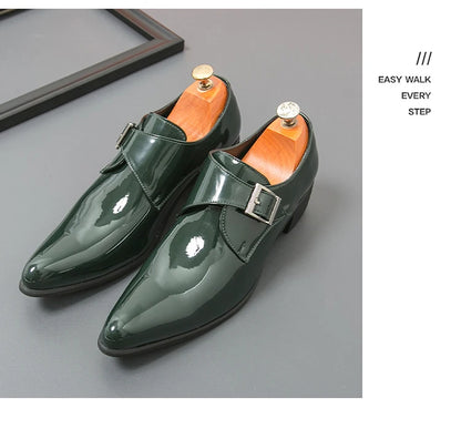 Luxury Black High Heel Men's Shoes Fashion Moccasin For Men Wedding Shoes Casual Dress Leather Pointed Toe Shoes Man Oxford Shoe