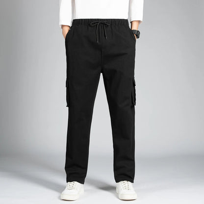 Men's Casual Wide Leg Pants Loose Straight Hip-Hop Streetwear Fashion Cargo Trousers with Pockets