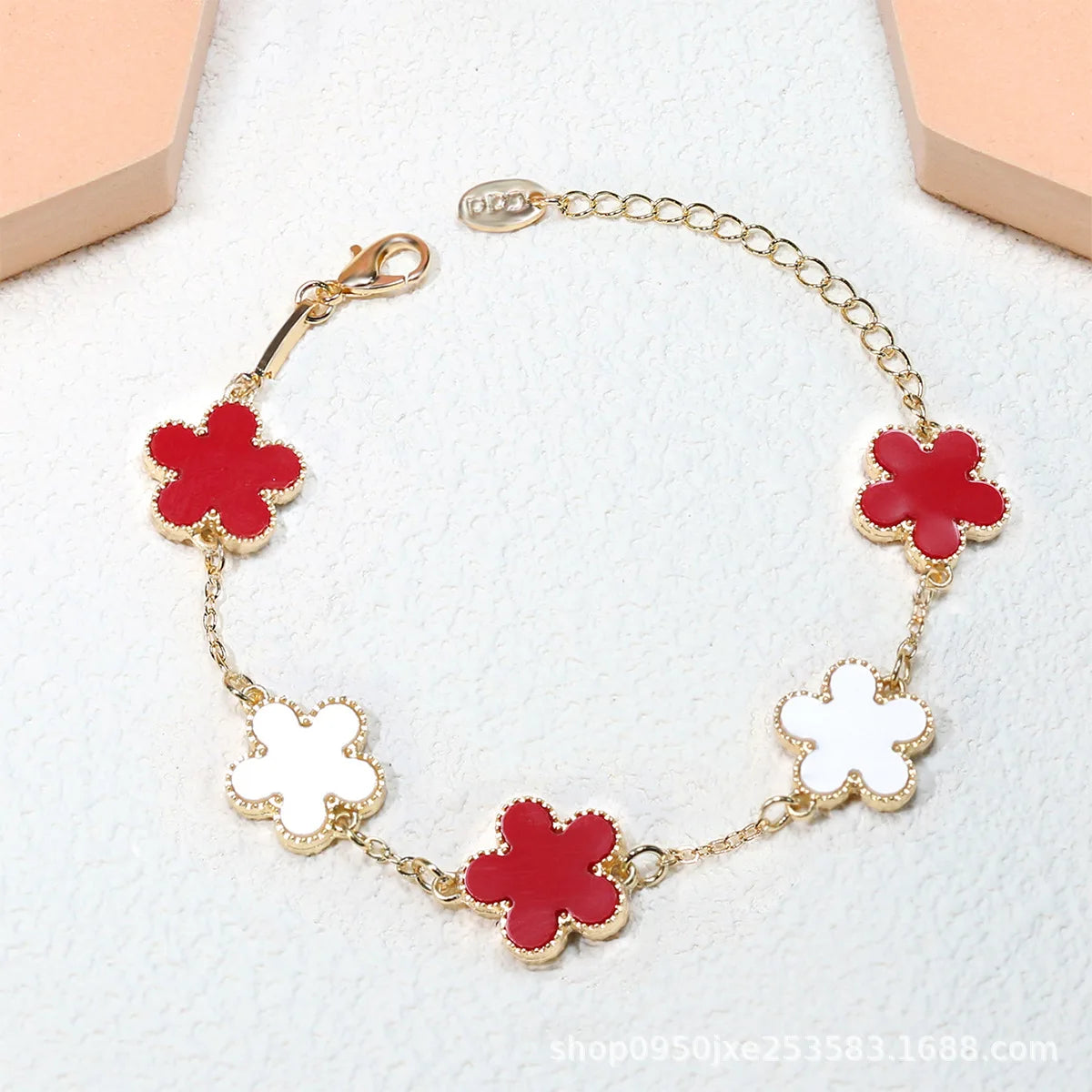 Fashion Double Sided Plant Five Leaf Plum Blossom Charm Bracelets For Women Girl Waterproof Clover Jewelry Gifts Best Friends