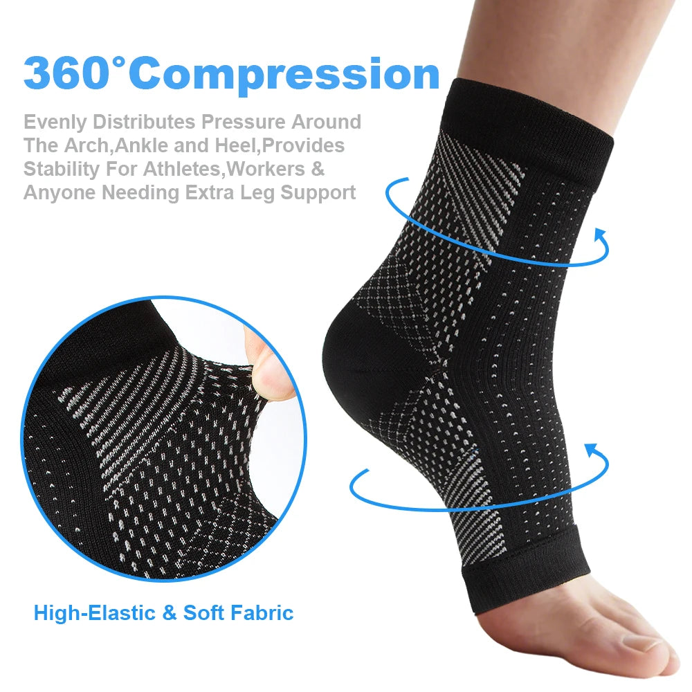 1Pair Neuropathy Socks - Compression Diabetic Toeless Foot Sleeves for Ankle Gout, Plantar Fasciitis Relief Brace for Men Women