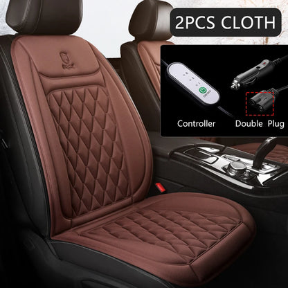 Car Heated Seat Cover 12/24V 30‘ Fast Heating Seat Cushion Universal Car Seat Heater Durable Cloth Thicken Car Heating Pad Seat