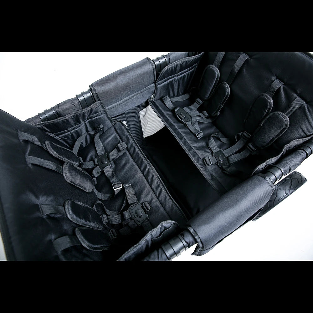 Push Pull Double Stroller Wagon 4&2 Seater Featuring 5 Point Harnesses Kids Wagon Stroller