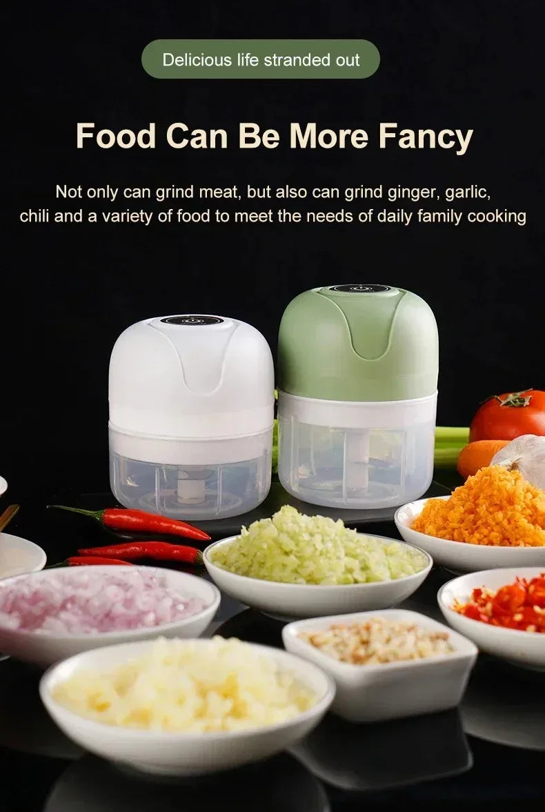 Electric Mini Garlic Chopper Portable USB Vegetable Chopper Onion Mincer Food Processor for Chili Fruit Meat Kitchen Supplies