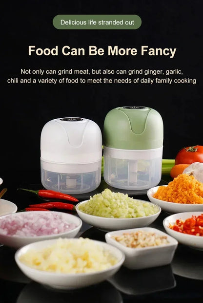 Electric Mini Garlic Chopper Portable USB Vegetable Chopper Onion Mincer Food Processor for Chili Fruit Meat Kitchen Supplies