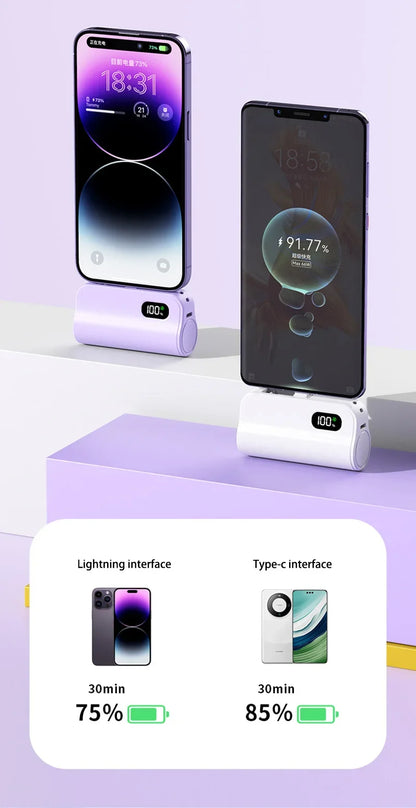 Xiaomi Capsule Power Bank 50000mAh Pocket Power Bank 120W Fast Charge Portable Mini Power Bank Suitable for iPhone and Android