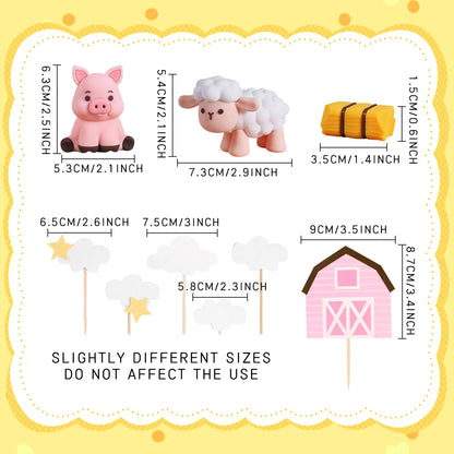 LaVenty Farm Birthday Decorations Farm Birthday Decorations Farm Birthday Decorations Cow Pig Chicken Cake Animal Toppers