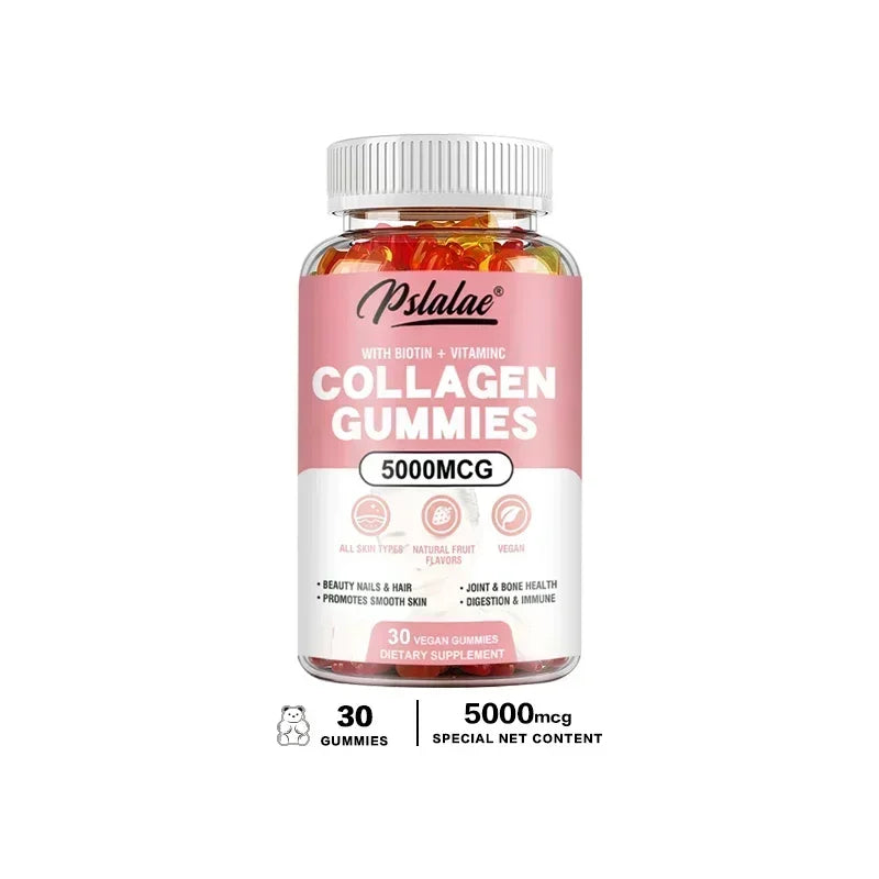 Collagen Gummies - Promotes Hydrated Skin, Healthy Hair, Stronger Nails, Reduces Wrinkles, and Improves Immunity Vegan