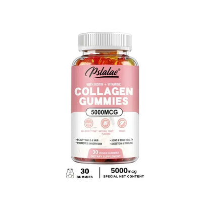 Collagen Gummies - Promotes Hydrated Skin, Healthy Hair, Stronger Nails, Reduces Wrinkles, and Improves Immunity Vegan