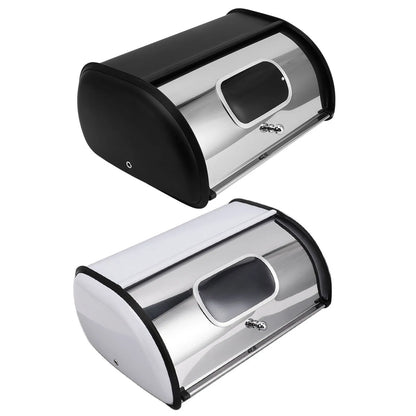 Bread Bin Bread Box Bread Holder Storage Container With Small Window for Kitchen Countertop Iron Bread Bin Bread Storage Holder