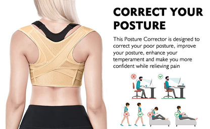 Posture Corrector Adjustable Upper Back Brace Breathable Back Support Straightener for Neck Shoulder Clavicle Lumbar Pain Relief