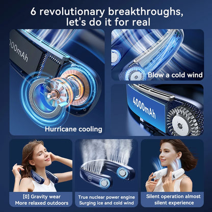 Xiaomi Portable Neck Fan Smart Digital Display Power Ventilador Rechargeable Outdoor Bladeless Silent Electric Neck Fan Cooler