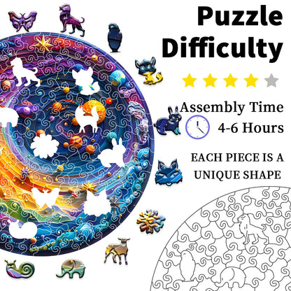A Space Themed Wooden Puzzle Suitable For Adults - Challenging Irregular Shaped Intellectual Puzzle, Environmentally Friendly