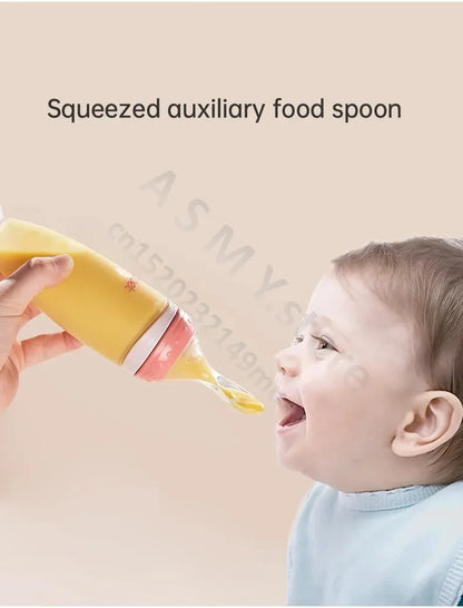 BBET Squeezing Feeding Bottle Silicone Newborn Baby Training Rice Spoon Infant Cerea Food Supplement Feeder Safe Tableware