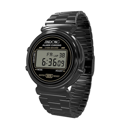 Fashionable men's and women's digital watches, waterproof 30M, stainless steel strap, LED backlight, date and week display