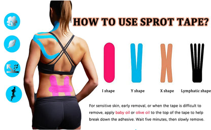 4 Rolls Kinesiology Tape Pro Athletic Sports Tape 80 Precut Strips Sports Waterproof Breathable Latex Free Elastic Sports Tape