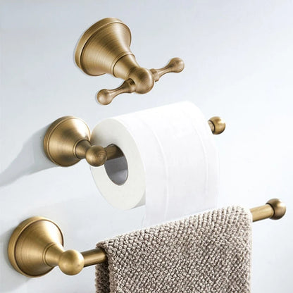 Bathroom Accessories Antique Brass Wall Mounted Toilet Paper Holder Towel Ring Robe Coat Hook Bathroom Hardware
