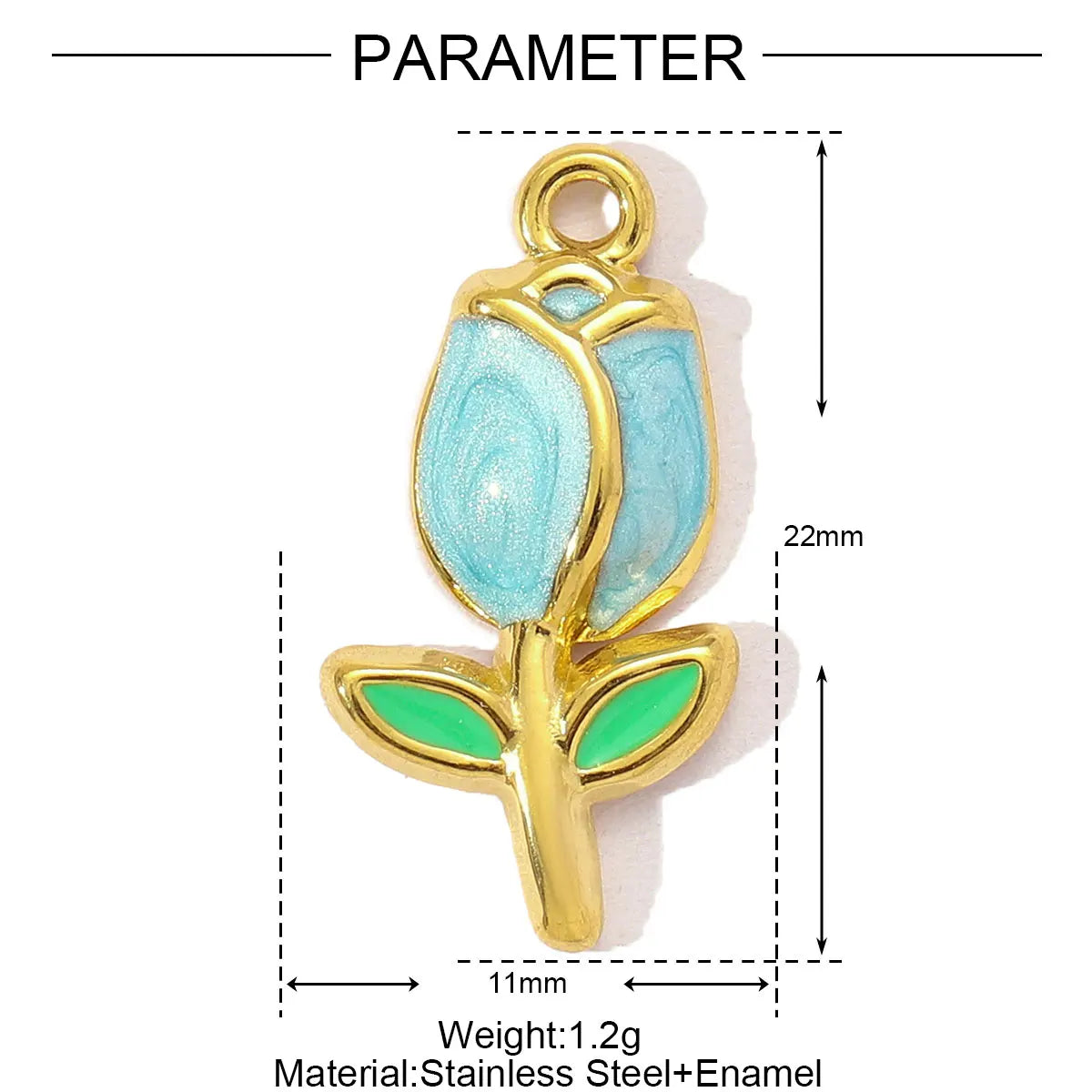 3pcs/Lot Sweet Gradient Enamel Rose Stainless Steel Diy Charm Women Rainbow Flower Waterdrop Necklace Pendant Love Heart Jewelry