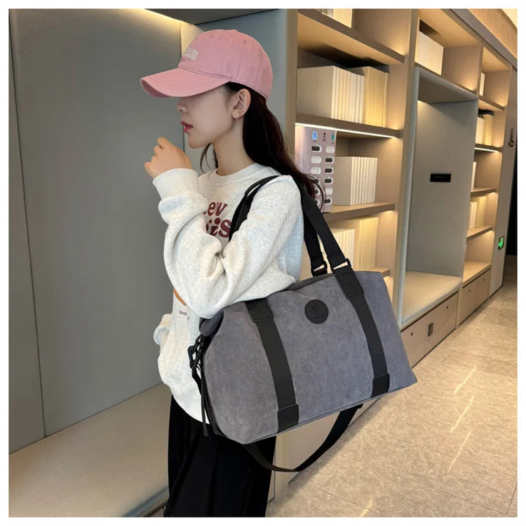 Men's Large Capacity Fashionable Short Distance Travel Totes New Suede Travel Handbag Women's Portable Sports and Fitness Bag