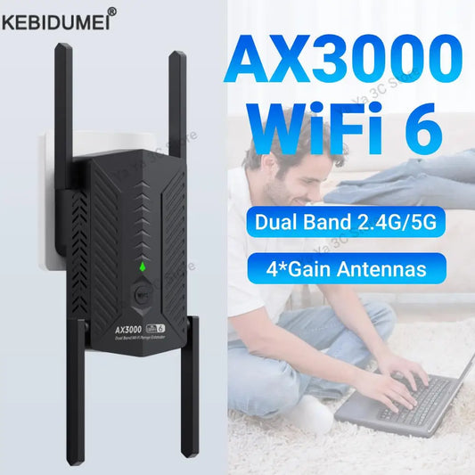 3000Mbps Wireless WiFi Repeater Wi-fi 6 Signal Booster 5G 2.4G WiFi Extender Router Long Range Amplifier For Home Office