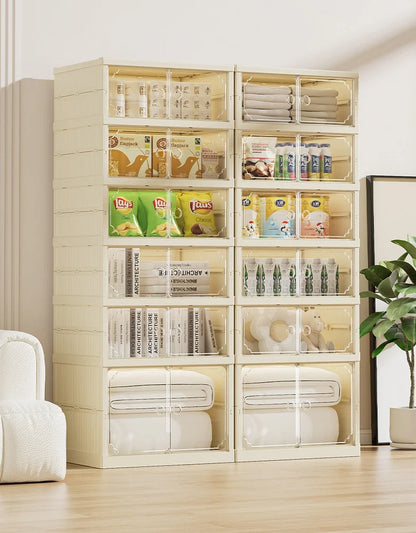 Widening Shoe Cabinet Transparent Heightening Shoes Box Thickened Foldable Sneaker Shoe Organizers Dustproof 12-grid Shoes Bins