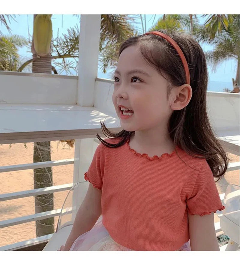 Baby Girls T-shirts for Kids Summer Sleeveless Knitted Tops Vest Outfits Girls Cute Halter Tops Tees Children Clothing 1-12 Year